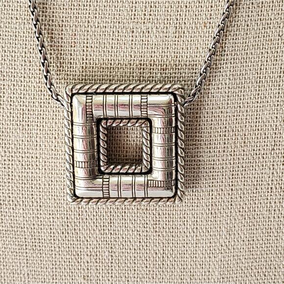 Brighton‎ Blue and White Enamel Square Pendant Necklace - Picture 6 of 7